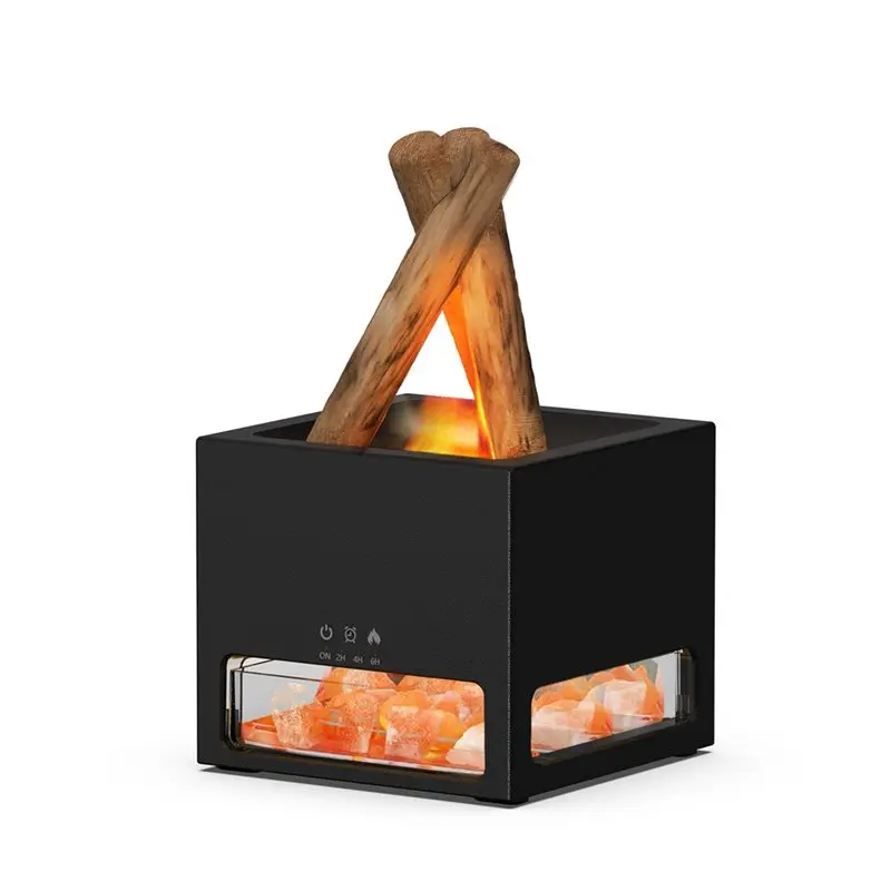 A84G-Aromatherapy Diffuser 2-In-1 Himalayan Salt Lamp& Essential Oil Diffuser Automatic Fragrance Flame Humidifier B