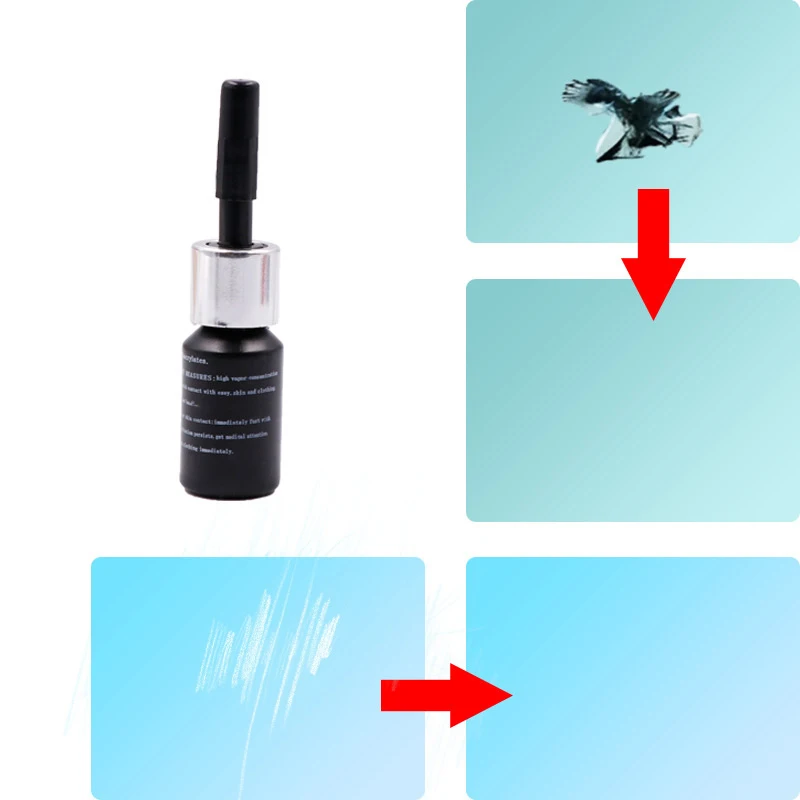 Automotive windshield repair fluid, windshield repair suction cup bracket, car windshield repair tool set