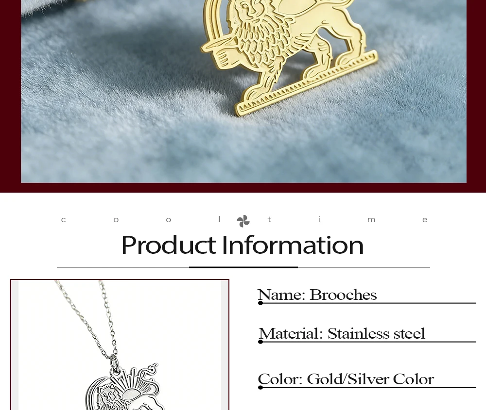 COOLTIME Edelstahl Shir o Khorshid Anhänger Halskette Iran Persischer Löwe und Sonne Schmuck 2026 Neuer Trendiger Geschenkartikel für Männer und Frauen – Detail 4