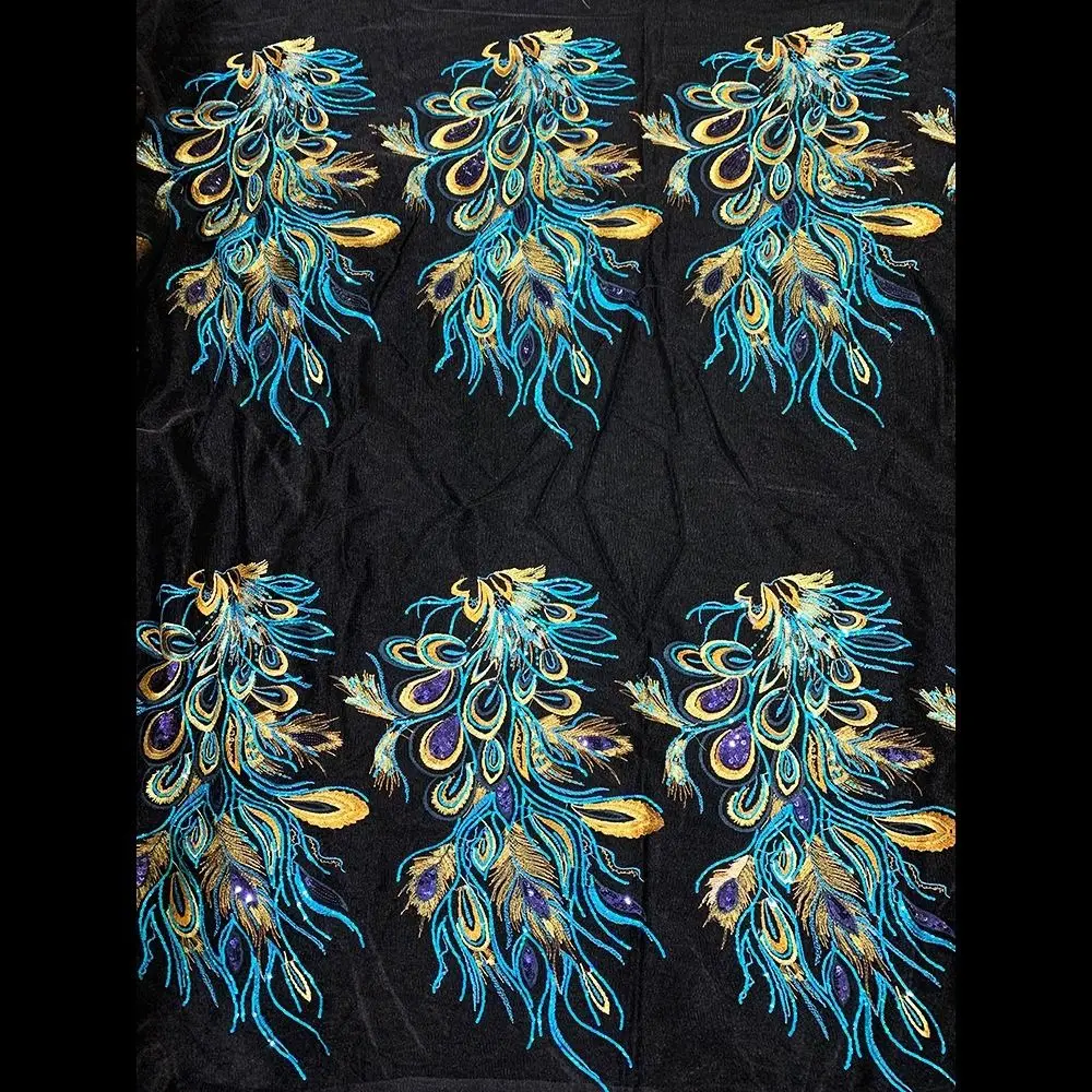 Bordado costura em remendos lantejoulas bordado remendos diy azul rendas apliques ferro em remendos vestidos