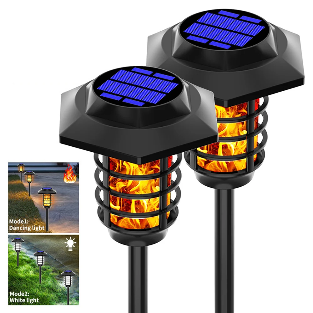 1pc/2pcs/4pcs Solar Flame Light Outdoor Dynaming Flame Waterproof Landscape Torch Light For Garden Yard Lawn Patio Decoration