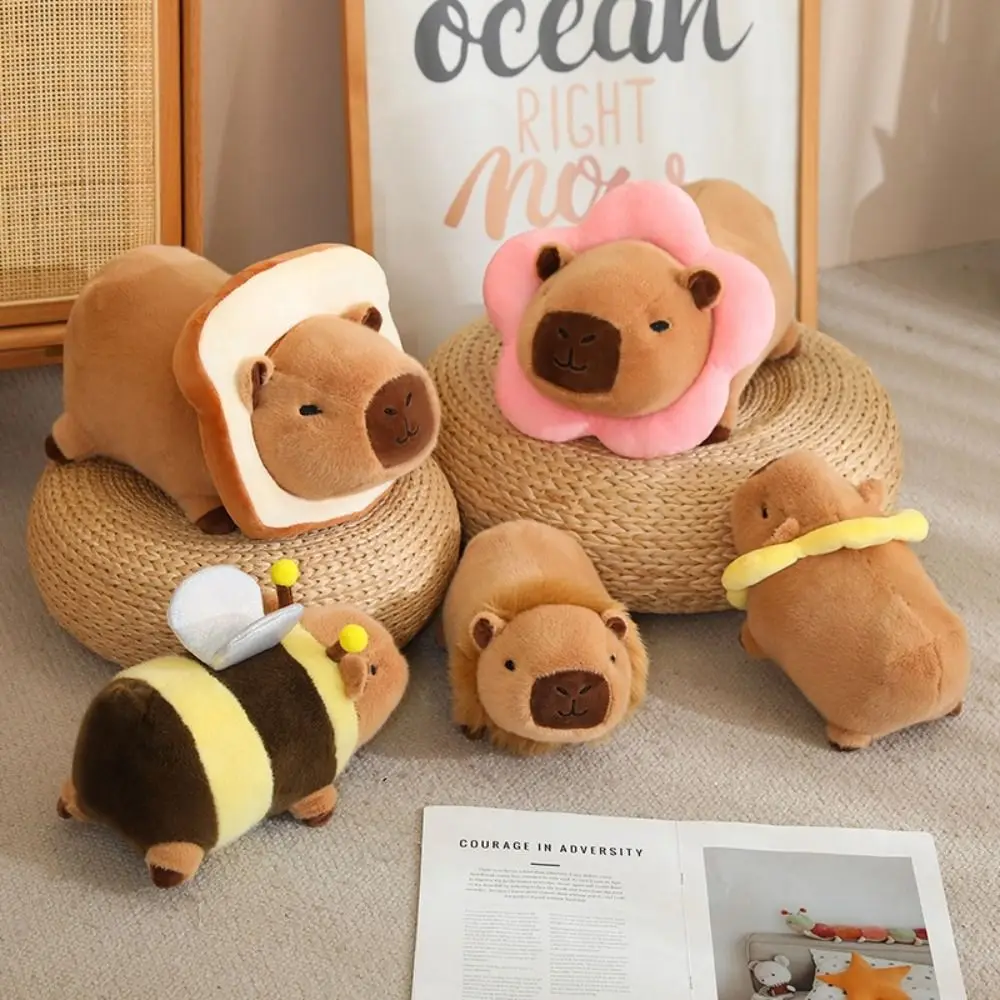 Persimmon Capybara เปิดเป็น Bee Plush ของเล่น Bee ตุ๊กตาผ้า Capybara ยืนของเล่นตุ๊กตาเบอร์เกอร์น่ารักตุ๊กตาสัตว์ตุ๊กตาลูกสุนัขของเล่น