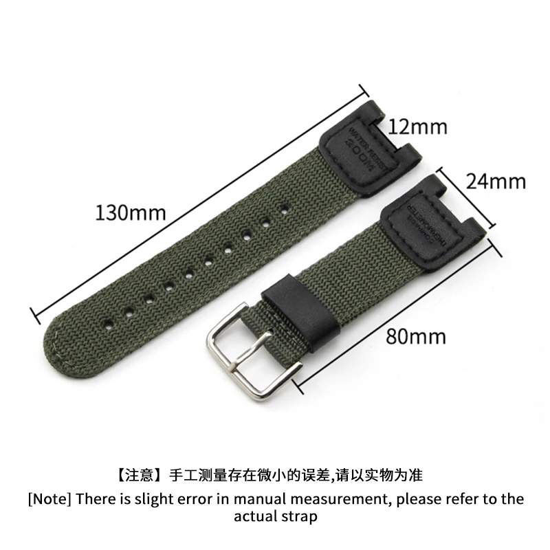 For Casio 24x12mm 3157sgw-100 SGW-200 Series Mountaineering Outdoor Canvas Resin Silicone High Quality Nylon Watch Strap