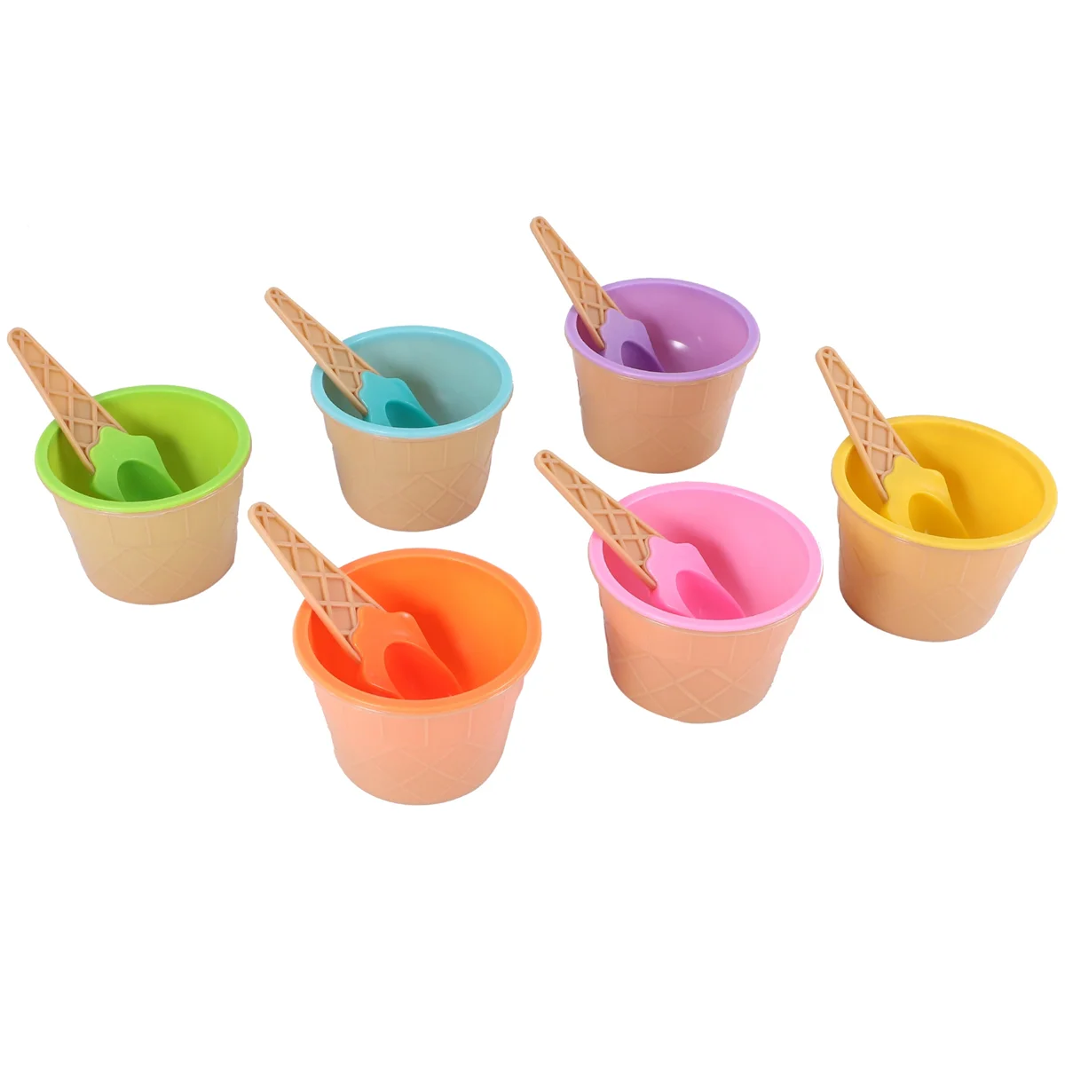 High-end 6Pcs Ice Cream Bowl Set Different Color Ice Cream Spoon Bowl Tableware Set Creative Children Cartoon Bowl