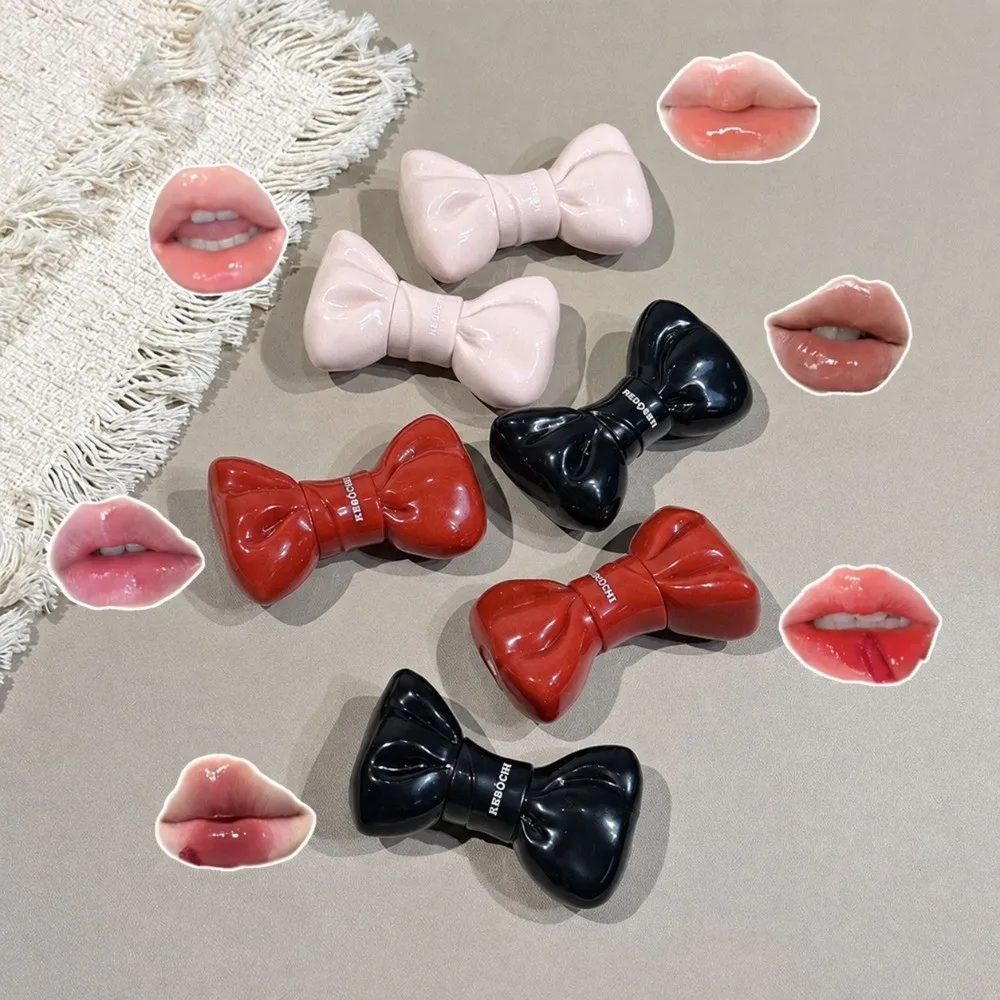 New Bow Tube Jelly Mirror Lip Gloss Moisturizing Long Lasting Bowknot Lip Tint Non Sticky Watery Texture Liquid Lipstick Women