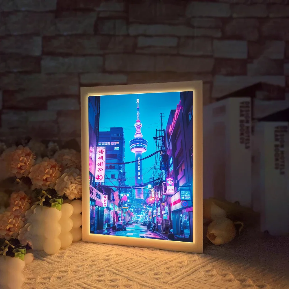 

Mood Lamp Seoul Light Painting Photo Frame Led Night Light Beautiful City Lamps Bedside Table Home Room Decoration Friend Gifts