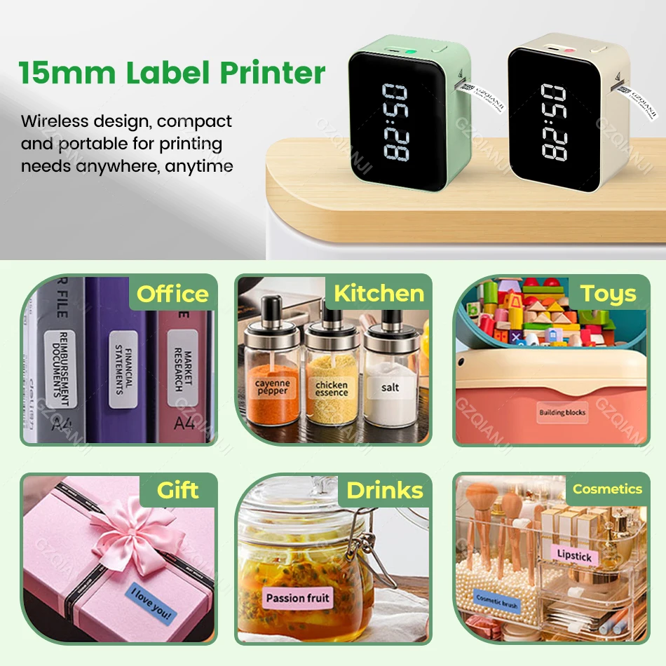 12-15mm Label Printer Home Thermal Self-adhesive Handheld Portable Bluetooth Mini Sticker Machine Include A Roll Of Label Paper