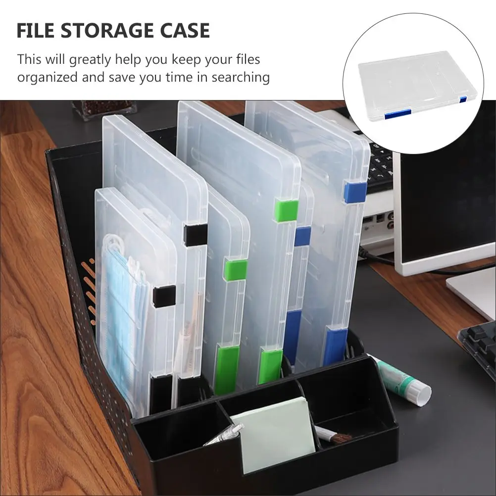 4 Pcs File ganizer Transparent Document Storage Box Portable Folder Keeper File Storage Case School Office Travel Use
