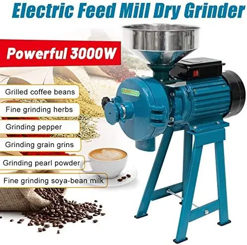 Mills, Upgraded 3000W Wet Dry Cereals Grinder Electric Grain Grinder Corn Mill Heavy Duty 110V Commercial Grain Grinder Ma