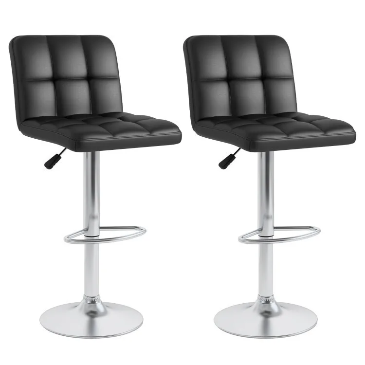 

Bar Stools Set of 2 Counter Height Leather Bar Chairs Swivel W/ Heavy-duty Black