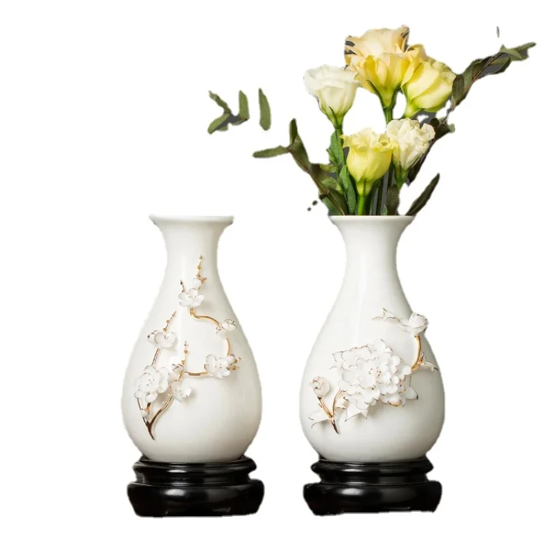 

High-grade gold-tracing ceramic vase light luxury ornaments Living room dining table flower arrangement home new Chinese style