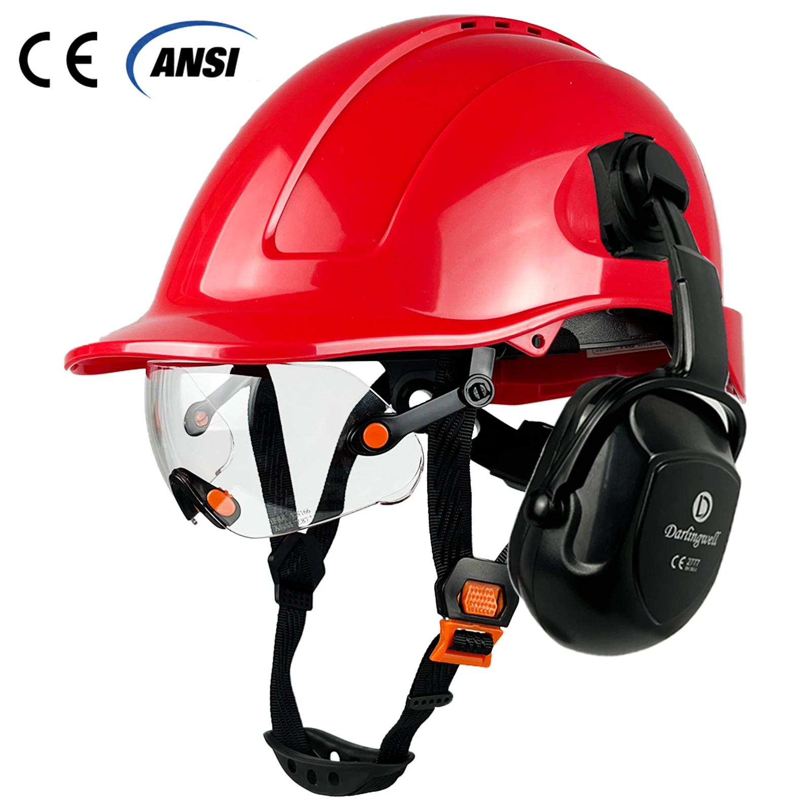 CE Safety Helmet With Visor Earmuffs Breathable ABS Industrial Head Protection Lightweight Construction Hard Hat ANSI Work Cap