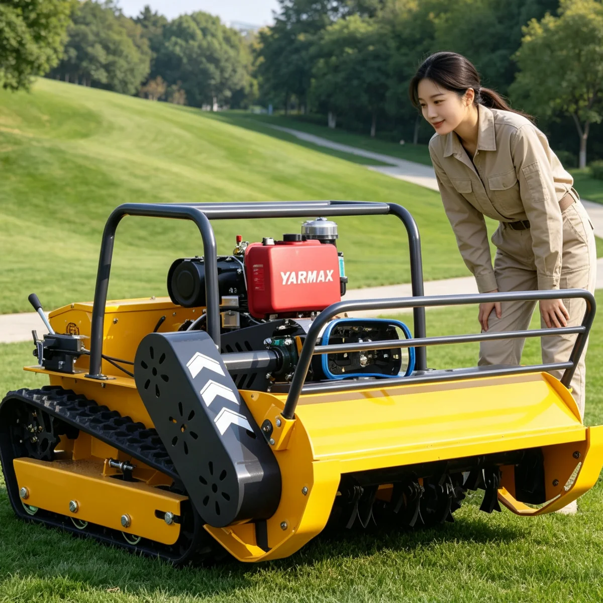 Customized Robotic Lawn Mower Petrol Flail Mower Remote Control Lawn Mower Robot For Farm Hillside Grass Cutting