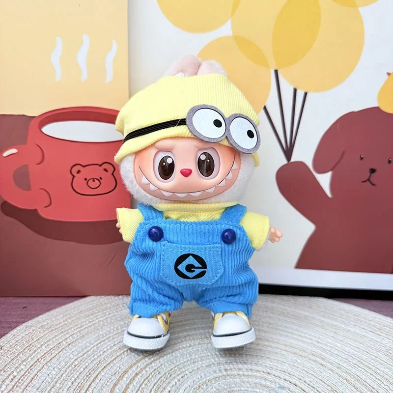 

15-17cm Labubu Clothes Minion Overalls Suit Cute Glue Doll Knitted Hat Canvas Shoes Diy Clothes