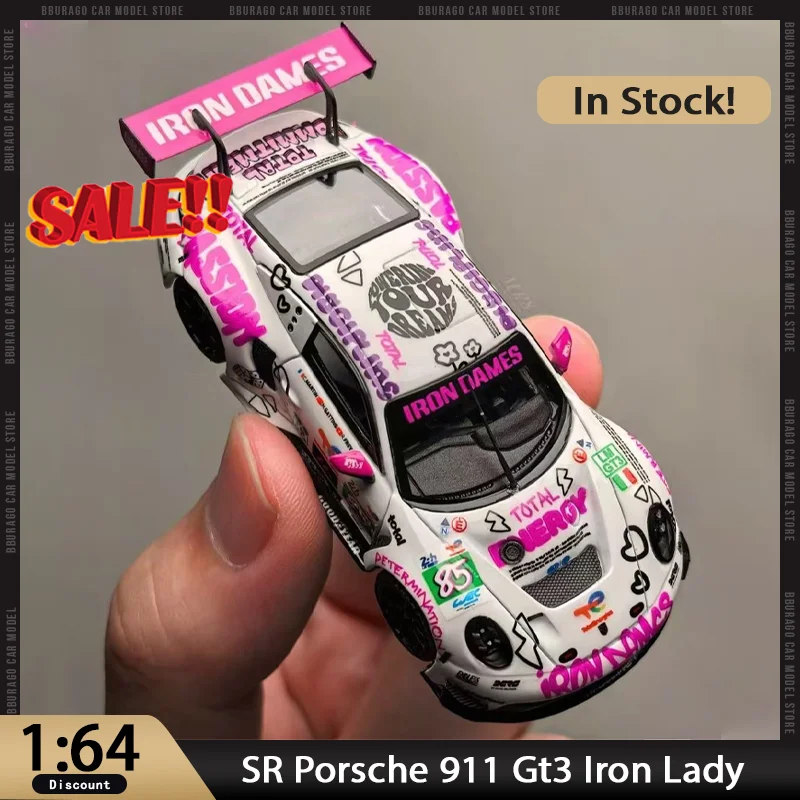 

New In Stock Sr 1:64 Porsche 911 Gt3 Iron Dames Racing Car Livery Alloy Model Car Miniature Diecast Porsche Ornament Custom Toy