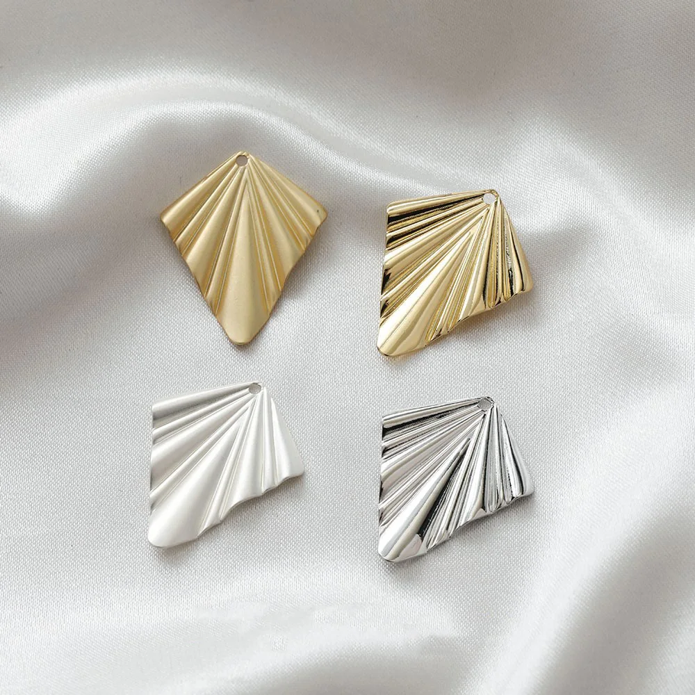 

10 шт., 14-каратное золото, матовое золото, посеребренное морщины, латунный лист, кулон, аксессуары, фурнитура для ювелирных изделий «сделай сам»