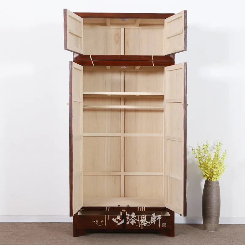 New Chinese camphor wood bedroom wardrobe solid wood locker storage cabinet painted furniture