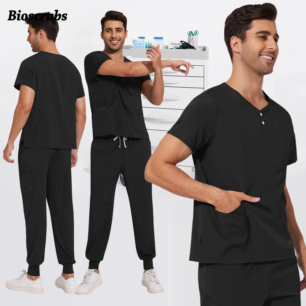 

Black Clinical Uniforms Multicolor Scrubs Set Pockets Top Pants Hospital Doctor Surgery Suit Women Men Pet Shop Medical Workwear