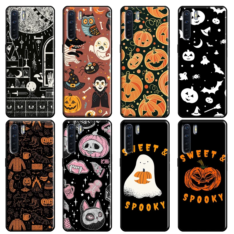 Pumpkin Bat Witch Cover For OPPO A5 A9 A31 A53 2020 A1K A5S A15 A52 A72 A83 A91 F5 F7 Reno 2 Z 4 Pro Case