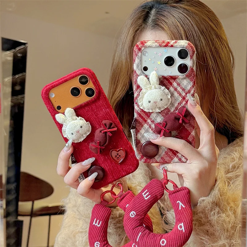 

Korean Cute Butterfly Silk Ribbon Phone Cover For iPhone 17 Pro 16 14 15 Pro Max Case Shockproof Protective Cases Lovely Girls C