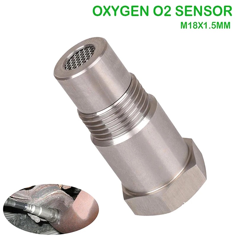 1Pc Mini Oxygen Catalyst Sensor M18X1.5 For Automobile 46.5*16.0*16.9MM Silver Stainless Steel Durable Car Accessories