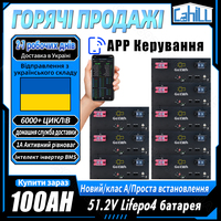 48V 100AH Lifepo4 Battery Pack 1A Active Balancing 16S 100A Smart BMS 51.2V rechargeable Cells For Home Energy Storage UKR Stock