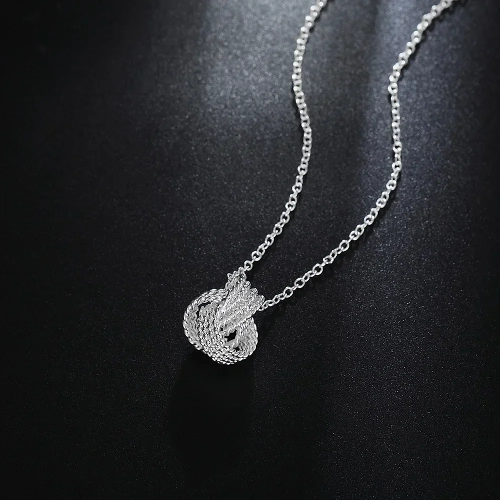 

New 925 Sterling Silver Weave Ball Pendant Necklace For women Popular party wedding Christmas Gifts Fashion Charm brands Jewelry