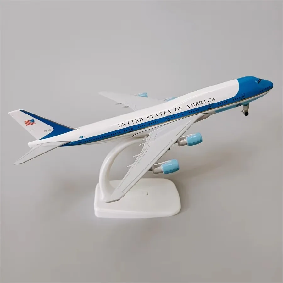 20cm B747 Air Force One Airline Model Plane 747 Die-casting Replica Alloy Metal Airplane Toys & Landing Gear Hobby Series