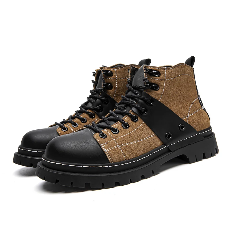 

Outdoor Mountaineering Work Boots for Men: 2025 New Big Yellow Boots, High-Top Height-Increasing British Style Durable Work Shoe