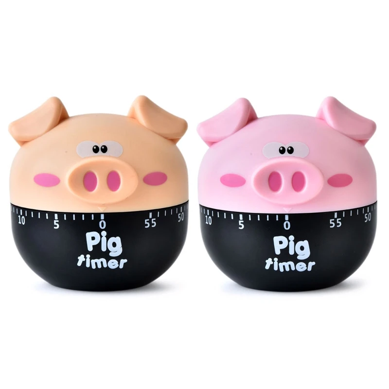 

Fun Pig Shaped Mechanical Timer 60-Minute Countdown Reminder Kitchen Cooking Back Timer Practical Gift Easy to use