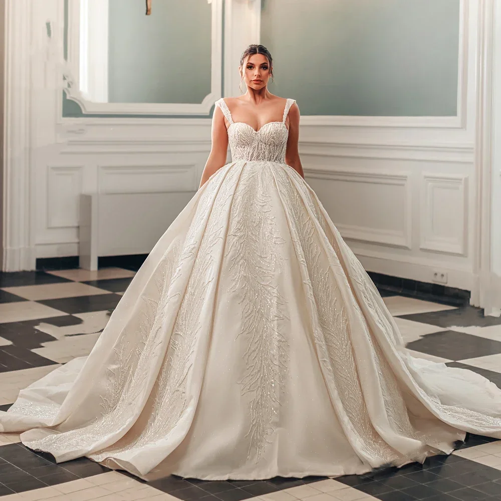 

Свадебное платье Джейн Эйр без рукавов, с вырезом «сердечко», расшитое бисером, бальное платье, индивидуальный пошив, платье принцессы для невесты, Vestido de Noiva