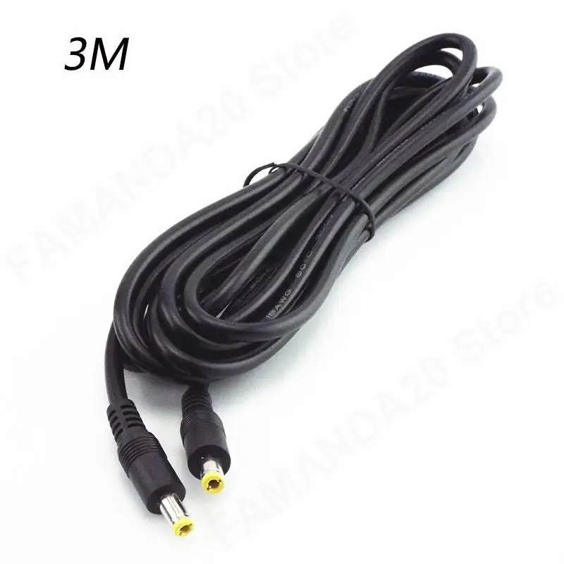 12V 5.5MM X2.5mm Plug Power cabo conector 0.5m 1.5M 3m DC macho para macho cabo adaptador de extensão fio de alimentação M20