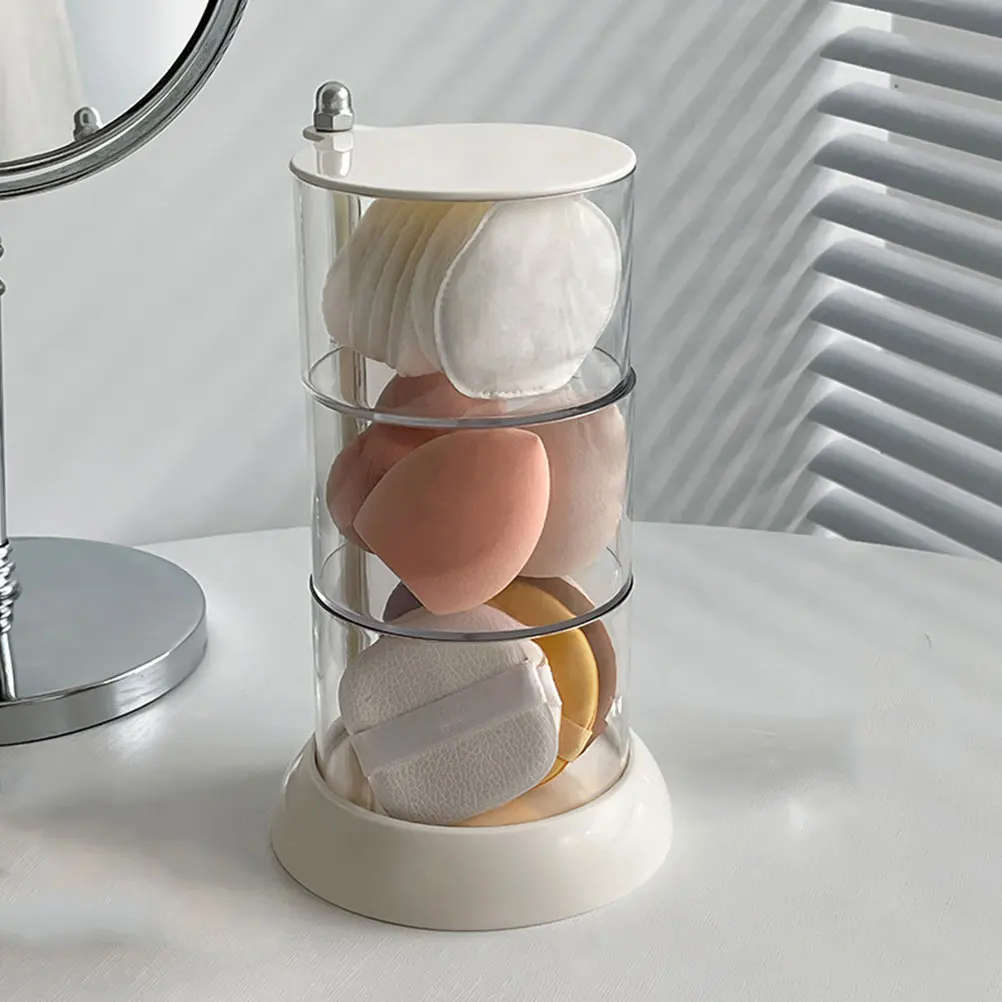 

Plastic Makeup Puff Storage Box Rotatable Multi-layer Organizer for Lipstick Cotton Tools Safe Material Beauty Egg Holder