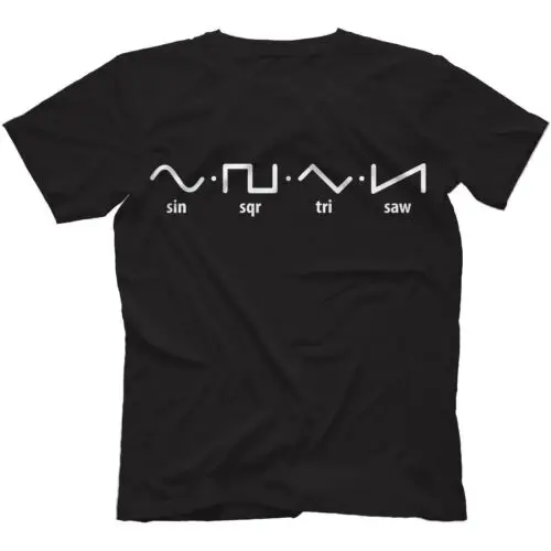 Waveforms T-Shirt 100% Cotton Synthesiser Analog Retro Saw Tooth Sine Square