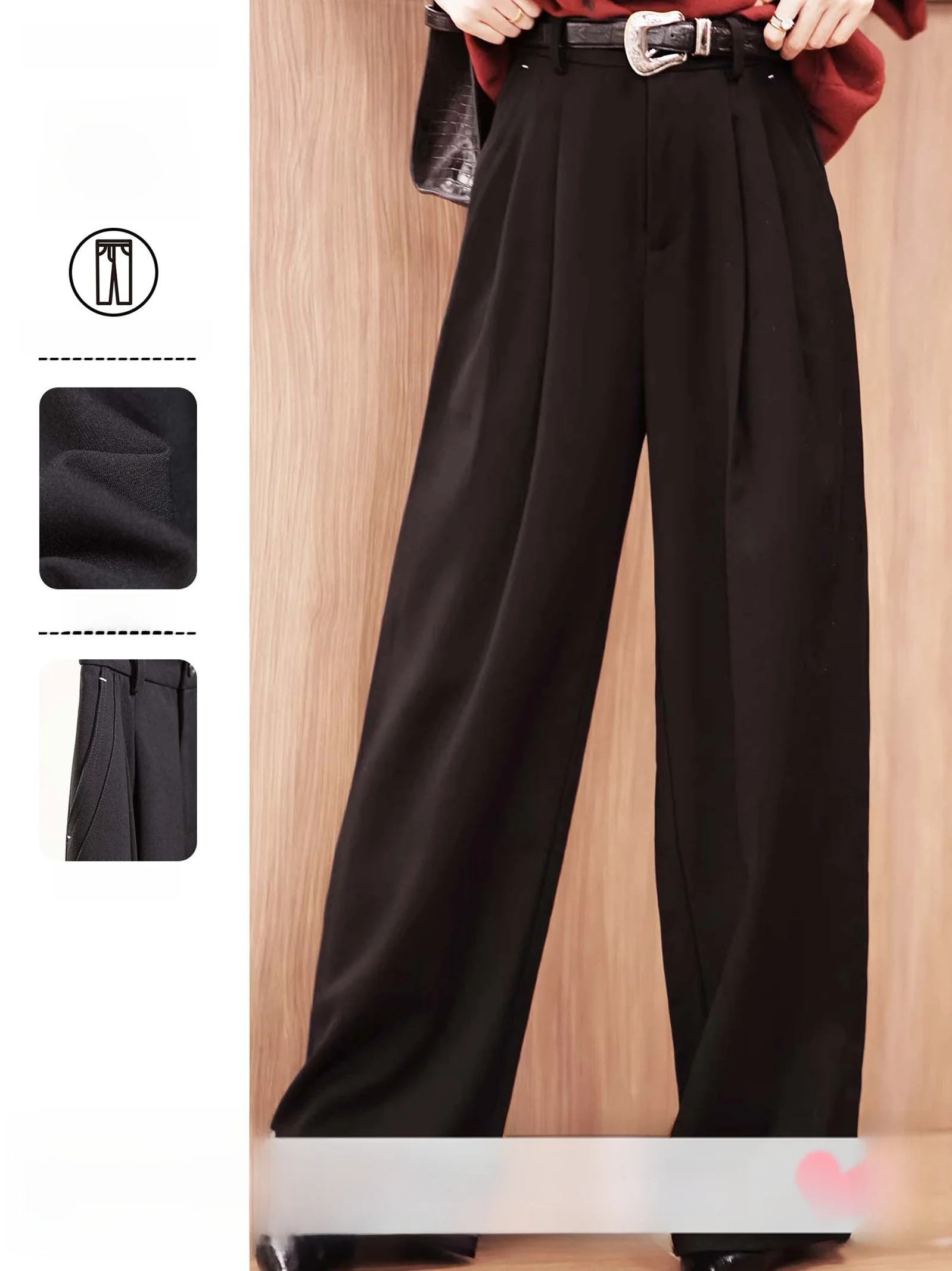 

High Waist Straight Leg Silk Wool Casual Pants Women Comfortable Faionable Commute Sle Zipper Closure Polyester Blend