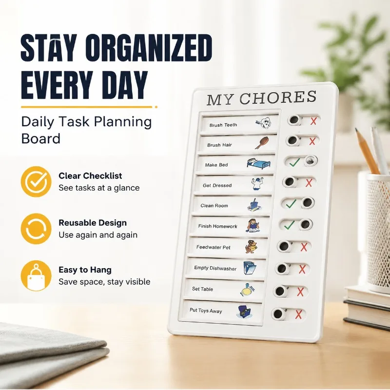 Polished Finish Plastic Daily Task Planning Board, Reusable Checklist Pad with…
