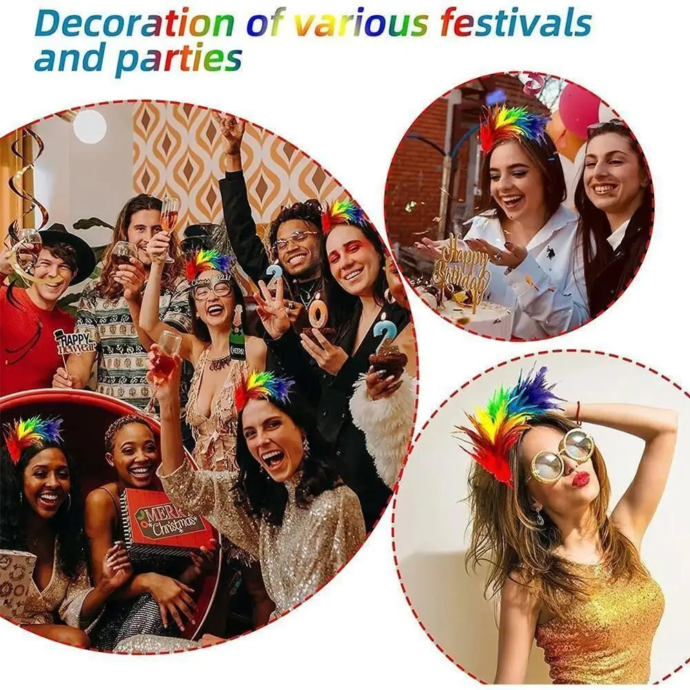 Fashion Carnival Party Feather Hair Hoop Pretty Colorful Headband Lightweight Hair Bands Festival - view 5