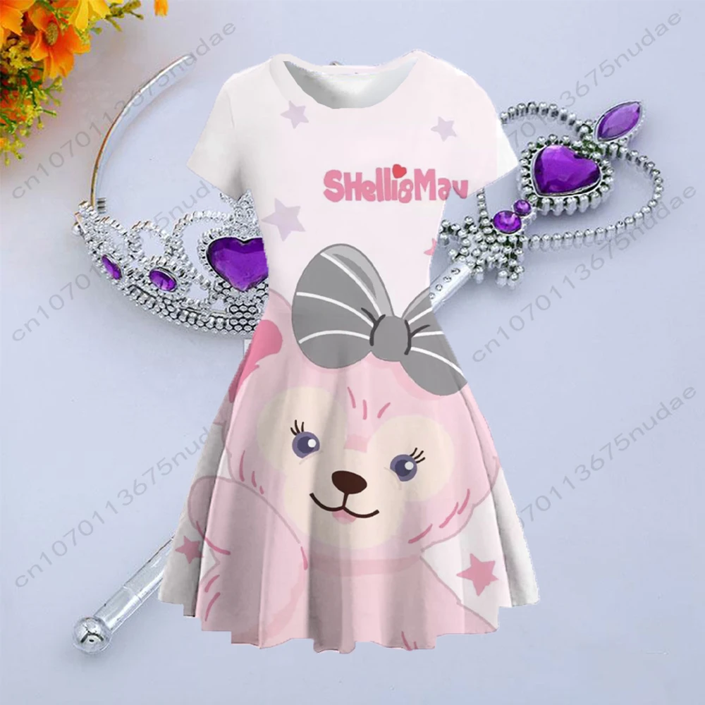 Disney Duffy Bear Shirley May Princess Dress Cosplay Girls Party Round Neck Short Sleeve Dress Kids Pretty Costume Raw Princess