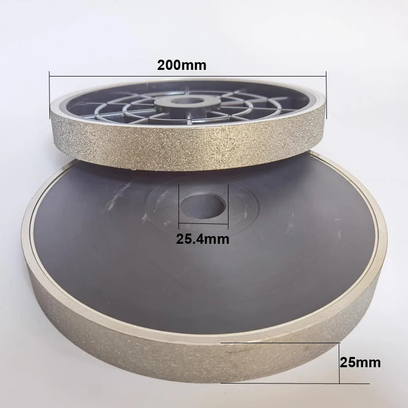 Diamond Grinding Wheel 8 Inch 200mm Diameter 25mm Thickness 25.4mm Hole Electroplated Alloy Plastic Parallel Jade Polishing