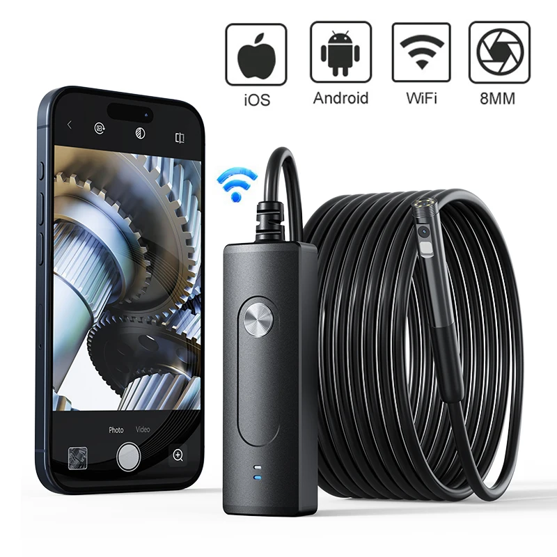 

Wireless Endoscope 8.5mm 2MP Single&Dual WiFi Car Inspection Camera IP67 Waterproof Borescope Semi-Rigid Cable For Android IOS