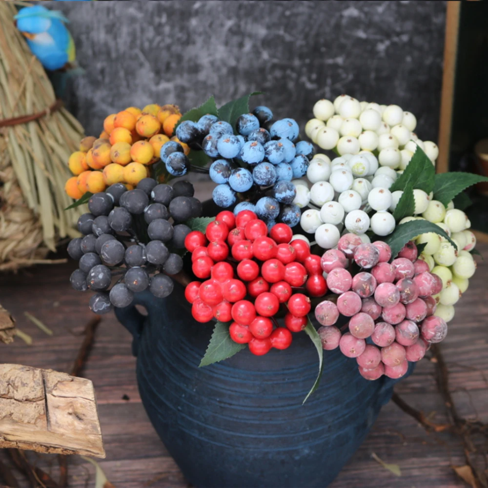 

Artificial Flower Simulation Small Fruit Bunch Christmas Berry Eco-friendly 8 Colors Living Room Decoration Ornaments