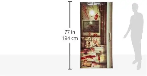 Creepy Crapper Restroom Door Cover, 5’ x 30” – Plastic for Indoor & Outdoor Use – Easily Display – Halloween Party Decorations, Horror Crime Scene Decor, Murder Mystery Party