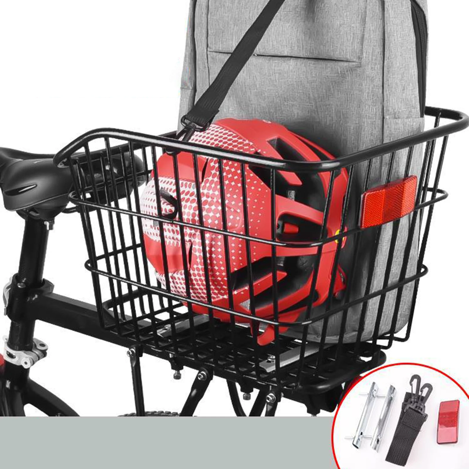 Rear Bicycle Storage Basket Metal without Cover Accessories Mountain Bicycle Cargo Basket for Universal Riding Luggage Outdoor