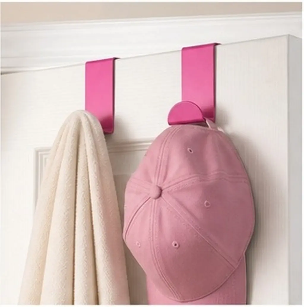 Pair Stainless Steel Over The Door Single Hooks Easy Install Space Saving Clothes Towel Scarf Hat Organizer for Kitchen Bedroom