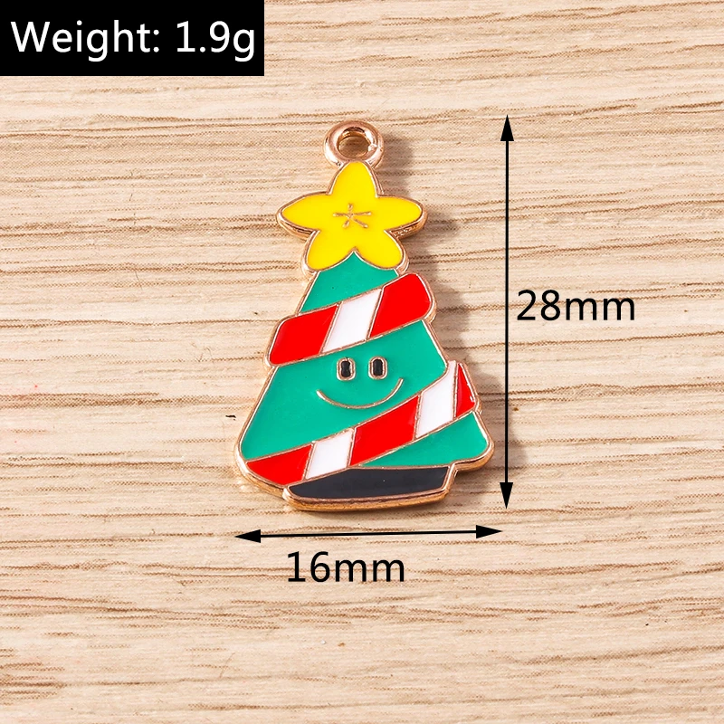 10 Stück gemischte Emaille-Weihnachtsbaum- und Rentier-Anhänger für Schmuckherstellung, Ohrhänger, Halsketten, Armbänder, DIY-Bastelzubehör – Detail 12
