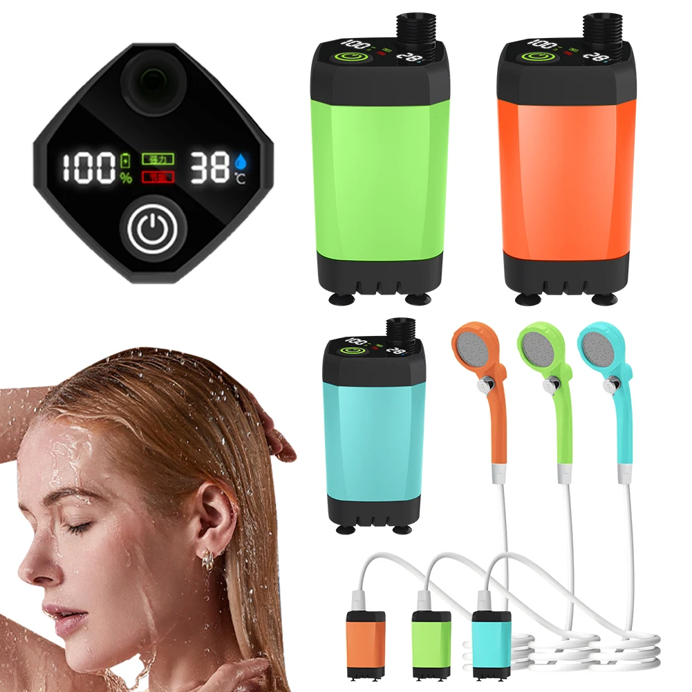 

Outdoor Camping Shower Portable Electric Shower Pump IPX7 Waterproof with 6000mAh Battery Digital Display for Camping Travel