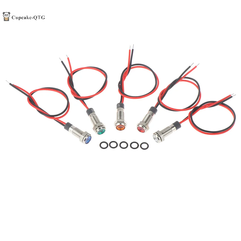 1Pcs 6mm Led Indicator Light 3v 5v 6v 12v 24v 220v With Wire Red , Green , Yellow , Blue ,White Signal Lamp