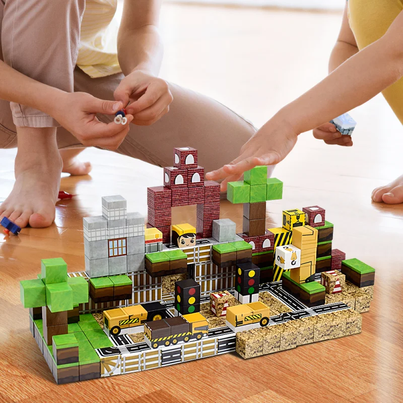 Magnetic Building Blocks Set - Stem Sensory Cube, Primitive Forest Magnet, Halloween and Christmas Birthday Gift Toy