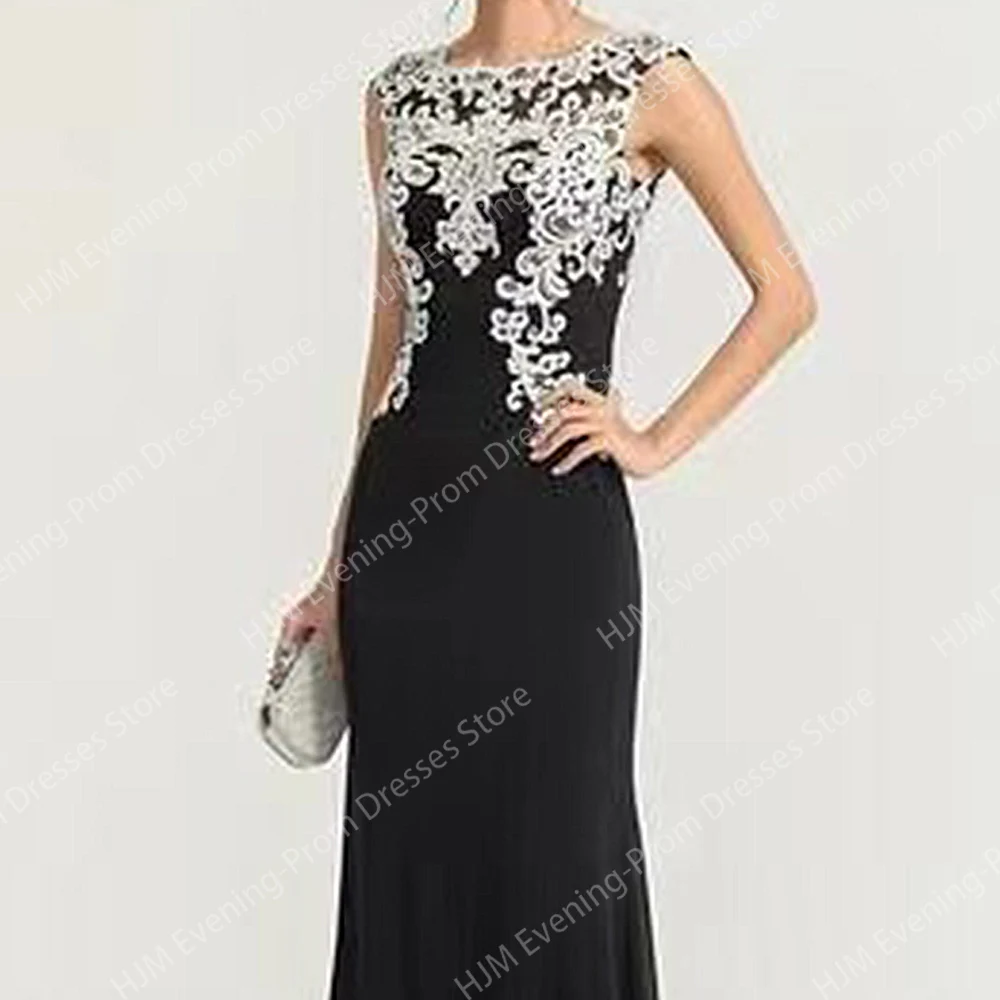 Black Long Evening Dresses for Women Boat-Neck Floor-Length Mermaid Prom Party Wedding Special Events Ceremony Gala Dress 2024