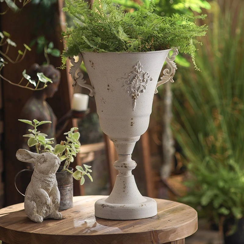 

French Style Vintage Vase Retro Flower Pot Home Decor Room Table Decoration and Accessories Interior Garden Outdoor Ornaments
